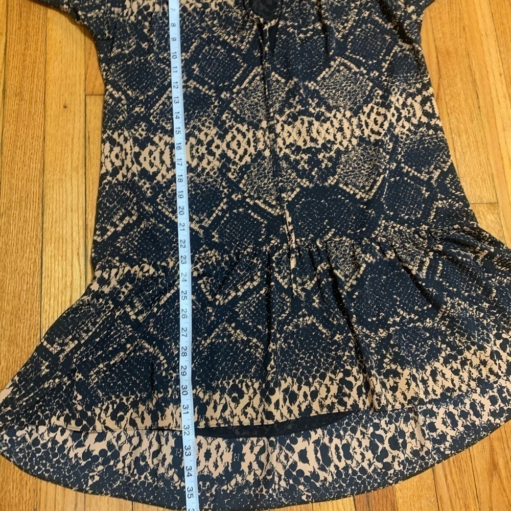 Amanda Uprichard Tan Black Snake Skin Print Dress Shoulder‎ Cut Out Size Medium - Picture 7 of 11
